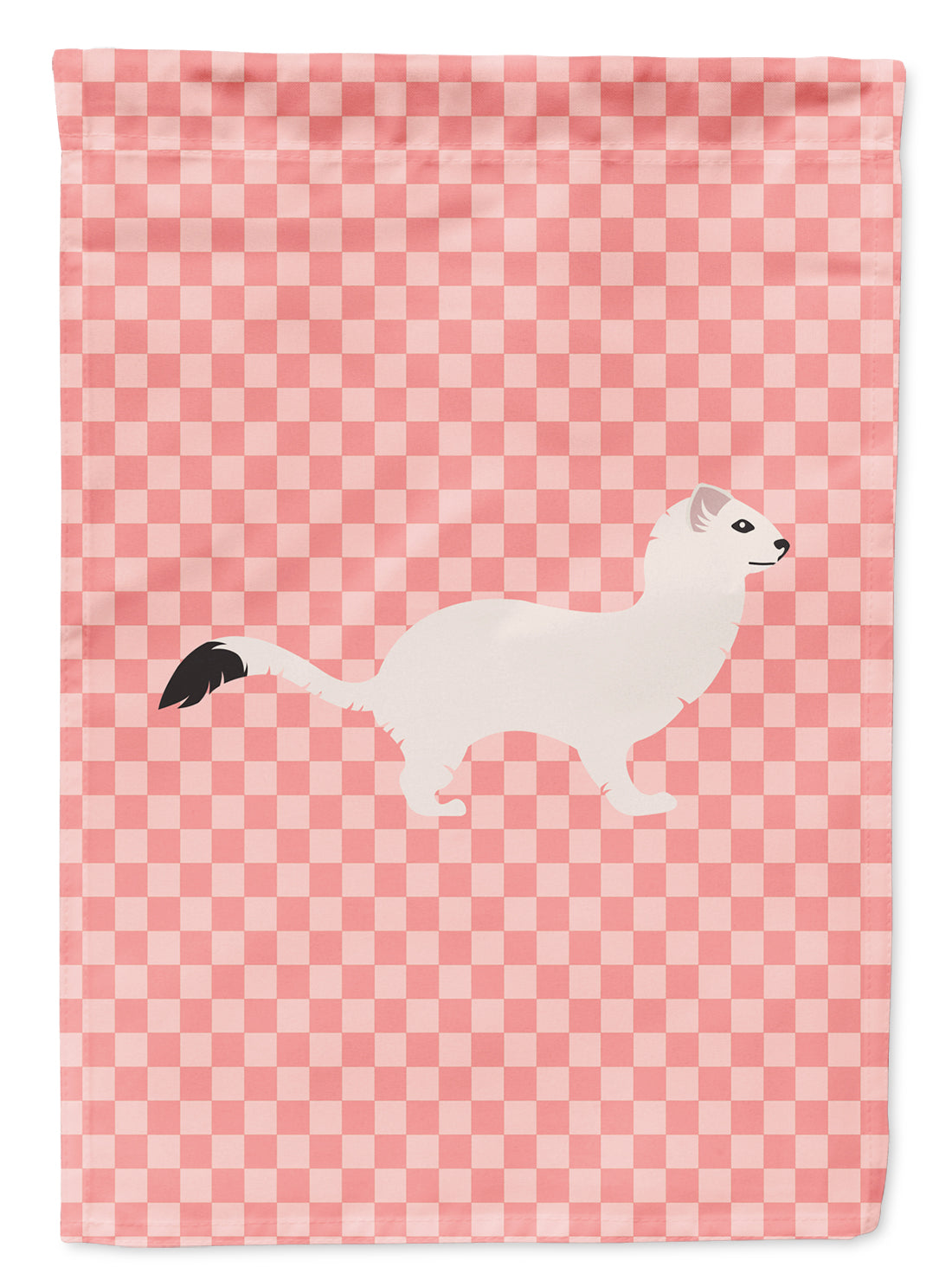 Stoat Short-tailed Weasel Pink Check Flag Garden Size
