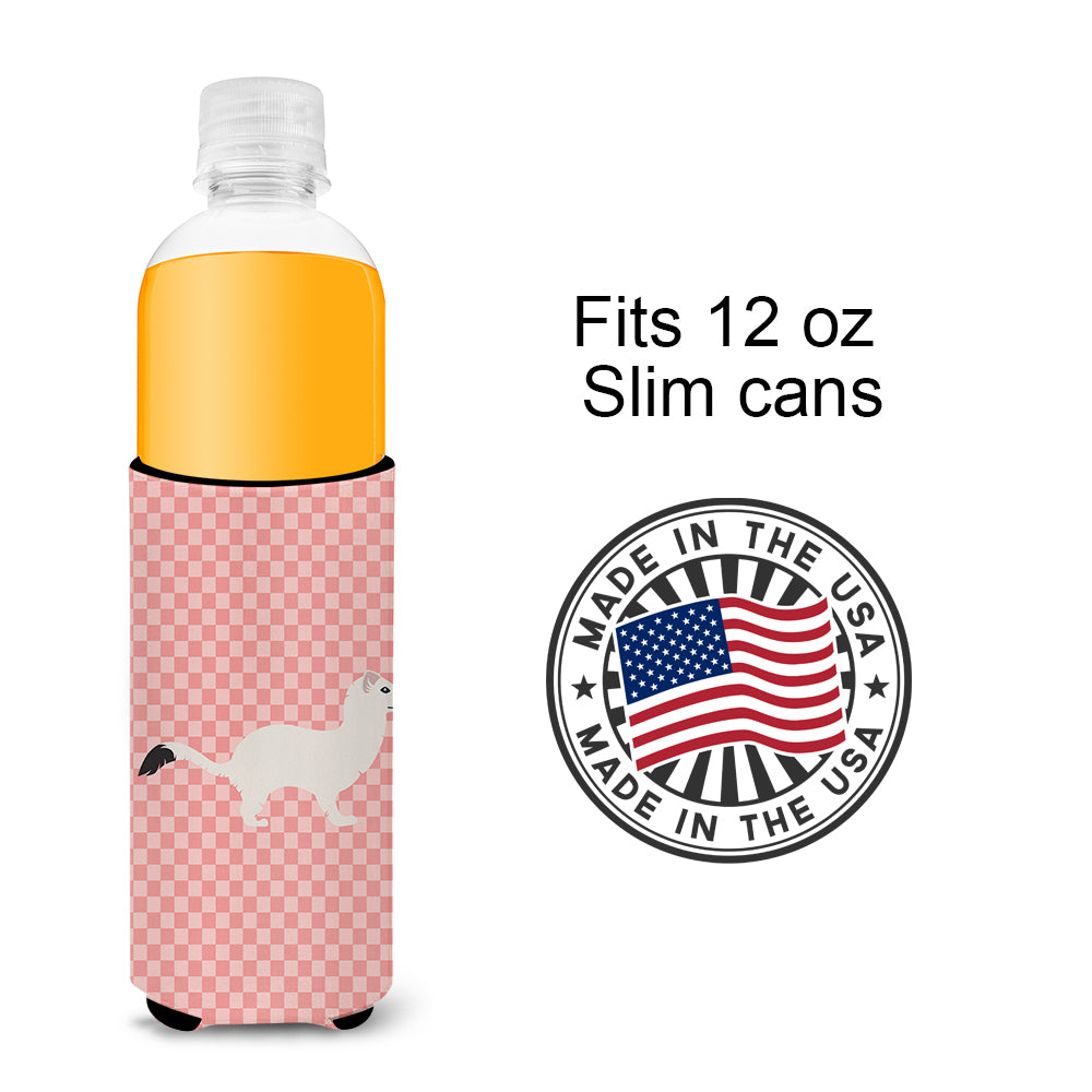 Stoat Short-tailed Weasel Pink Check  Ultra Hugger for slim cans  the-store.com.