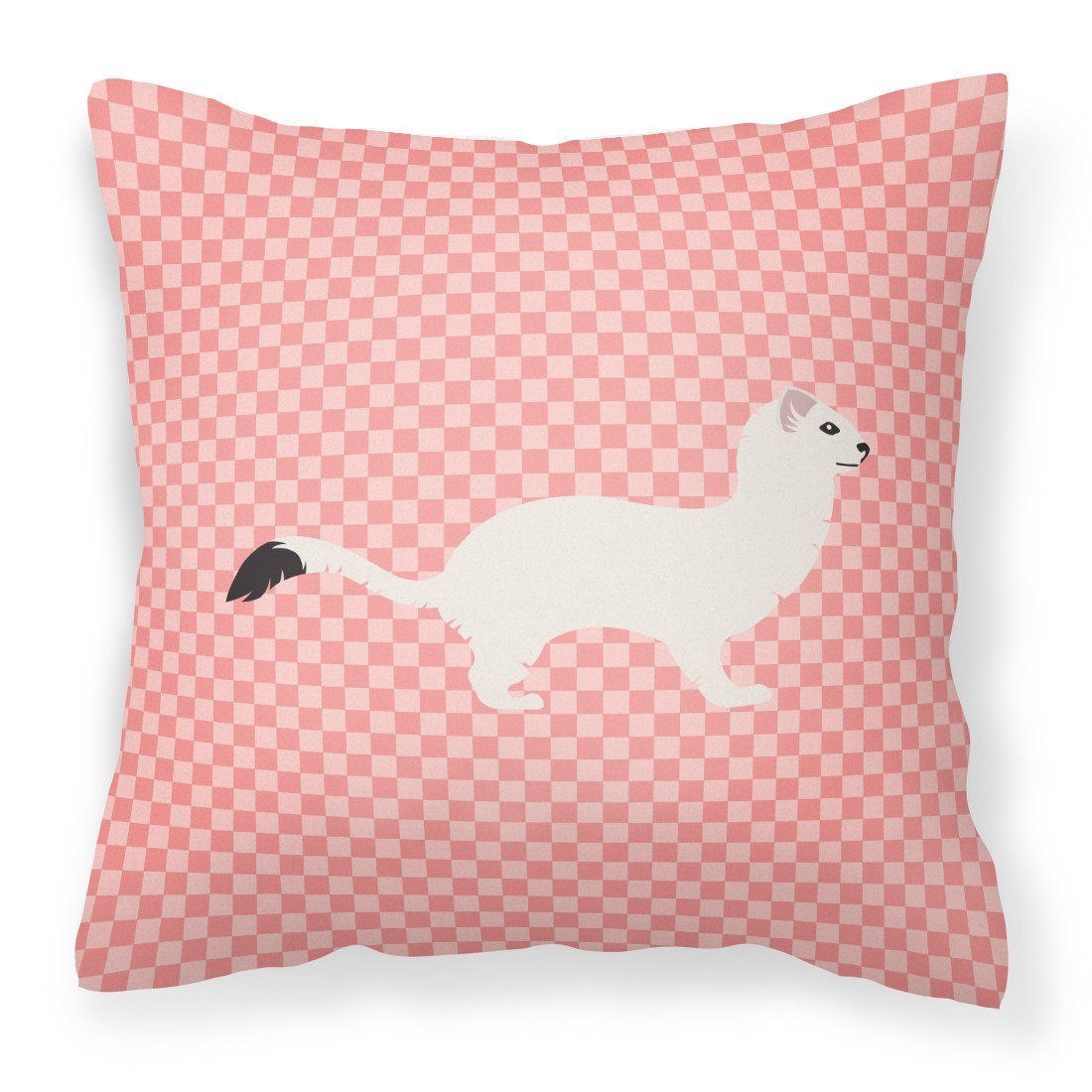 Stoat Short-tailed Weasel Pink Check Fabric Decorative Pillow BB7872PW1818 by Caroline's Treasures