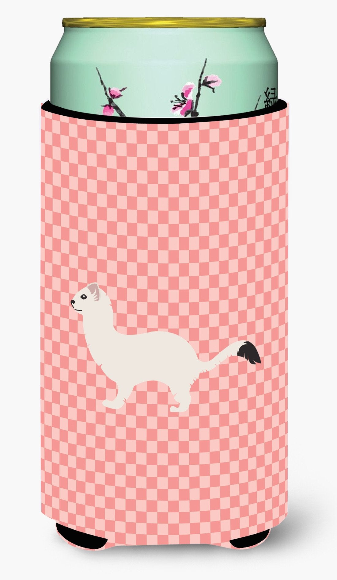 Stoat Short-tailed Weasel Pink Check Tall Boy Beverage Insulator Hugger BB7872TBC by Caroline&#39;s Treasures