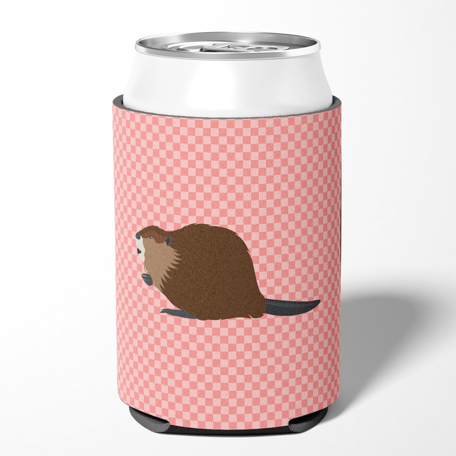 Eurasian Beaver Pink Check Can or Bottle Hugger BB7873CC