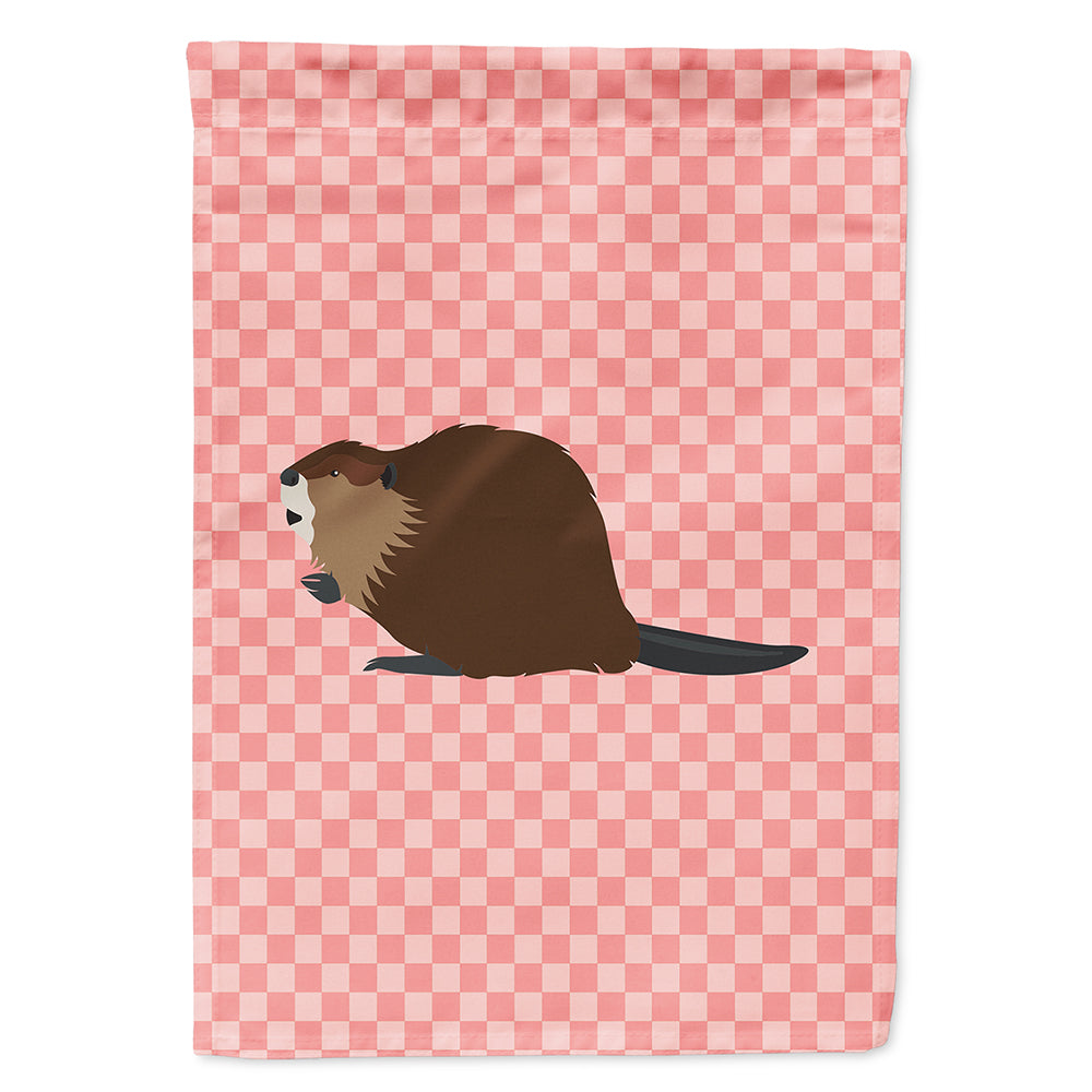 Eurasian Beaver Pink Check Flag Canvas House Size BB7873CHF  the-store.com.
