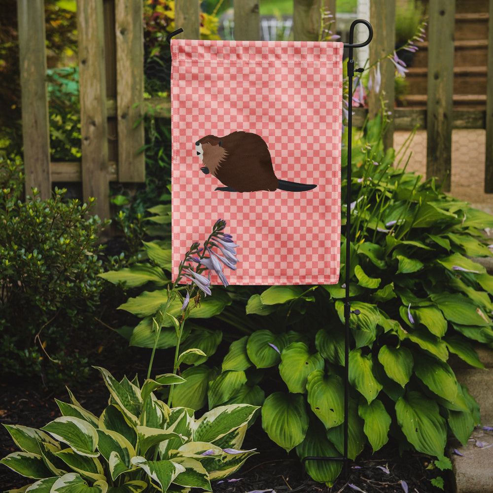 Eurasian Beaver Pink Check Flag Garden Size