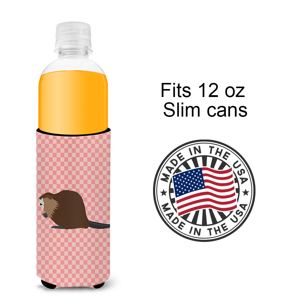 Eurasian Beaver Pink Check  Ultra Hugger for slim cans