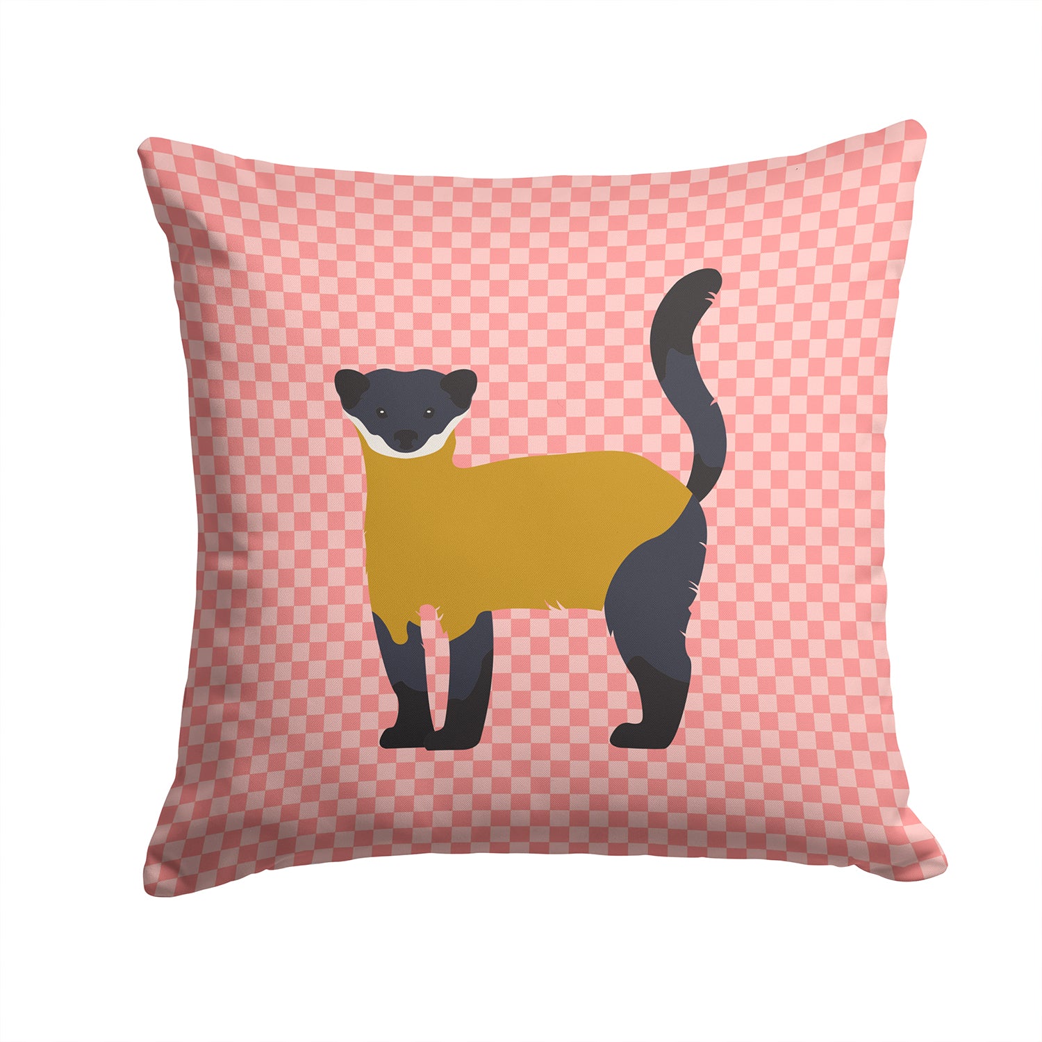 Yellow-Throated Marten Pink Check Fabric Decorative Pillow BB7874PW1414 - the-store.com