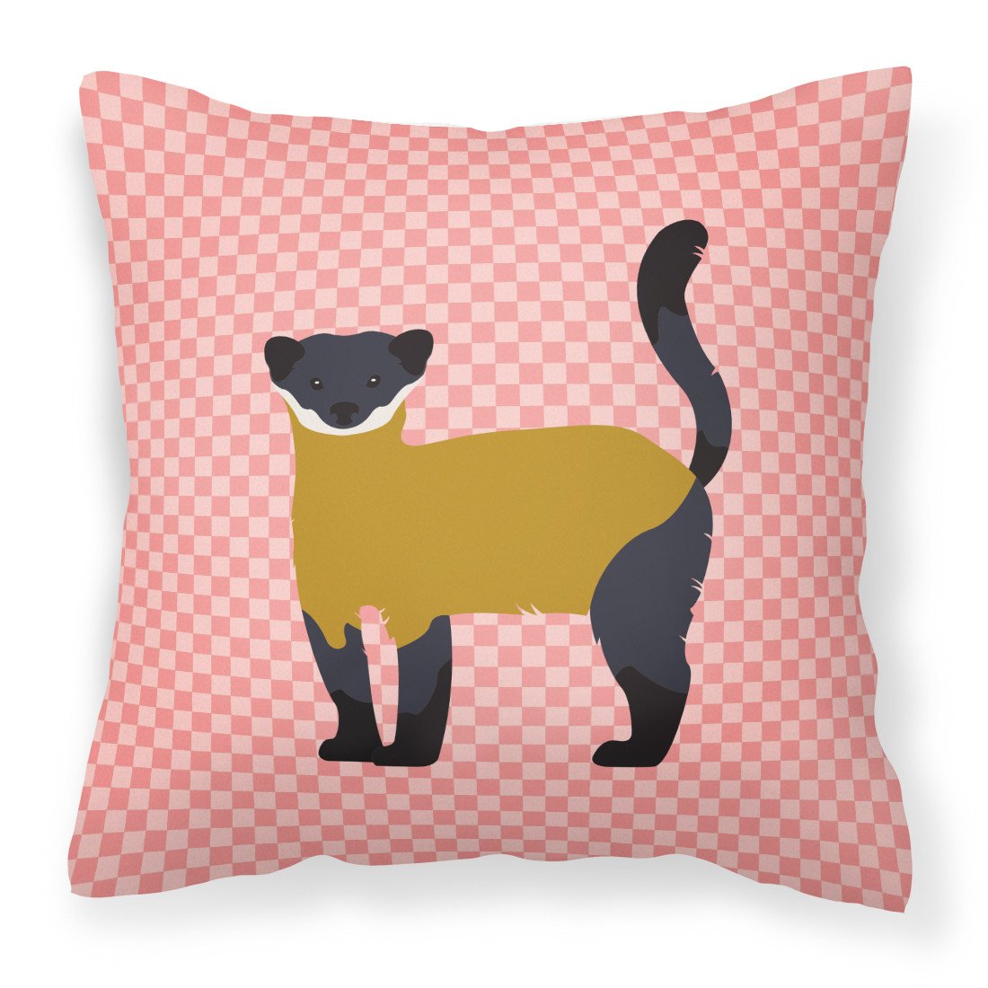 Yellow-Throated Marten Pink Check Fabric Decorative Pillow BB7874PW1818 by Caroline's Treasures