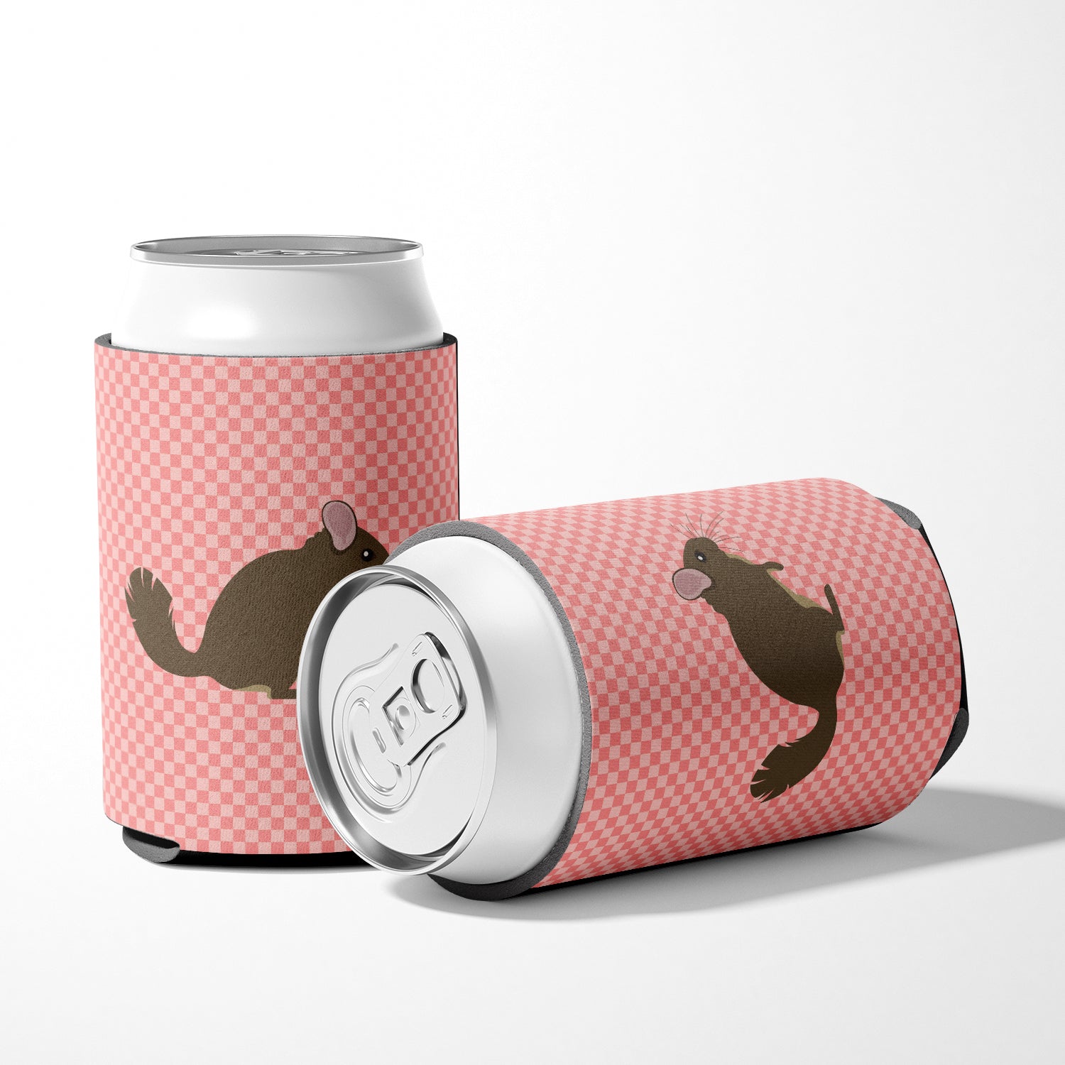 Chinchilla Pink Check Can or Bottle Hugger BB7875CC