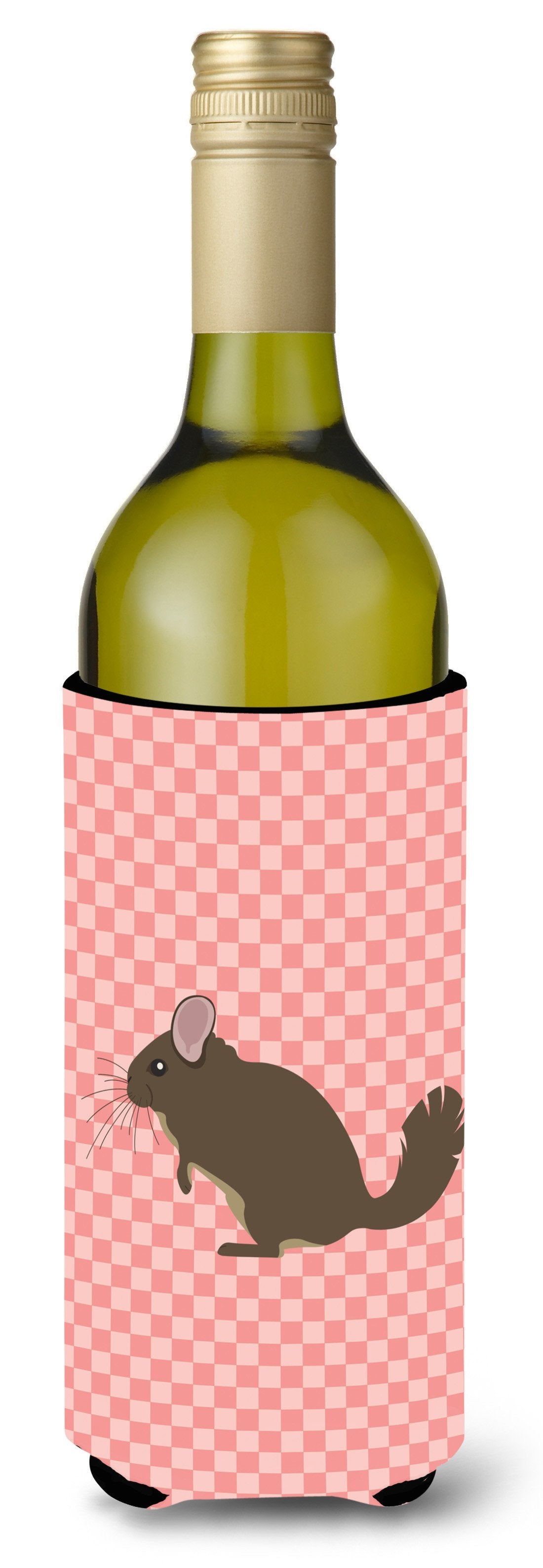 Chinchilla Pink Check Wine Bottle Beverge Insulator Hugger BB7875LITERK by Caroline&#39;s Treasures