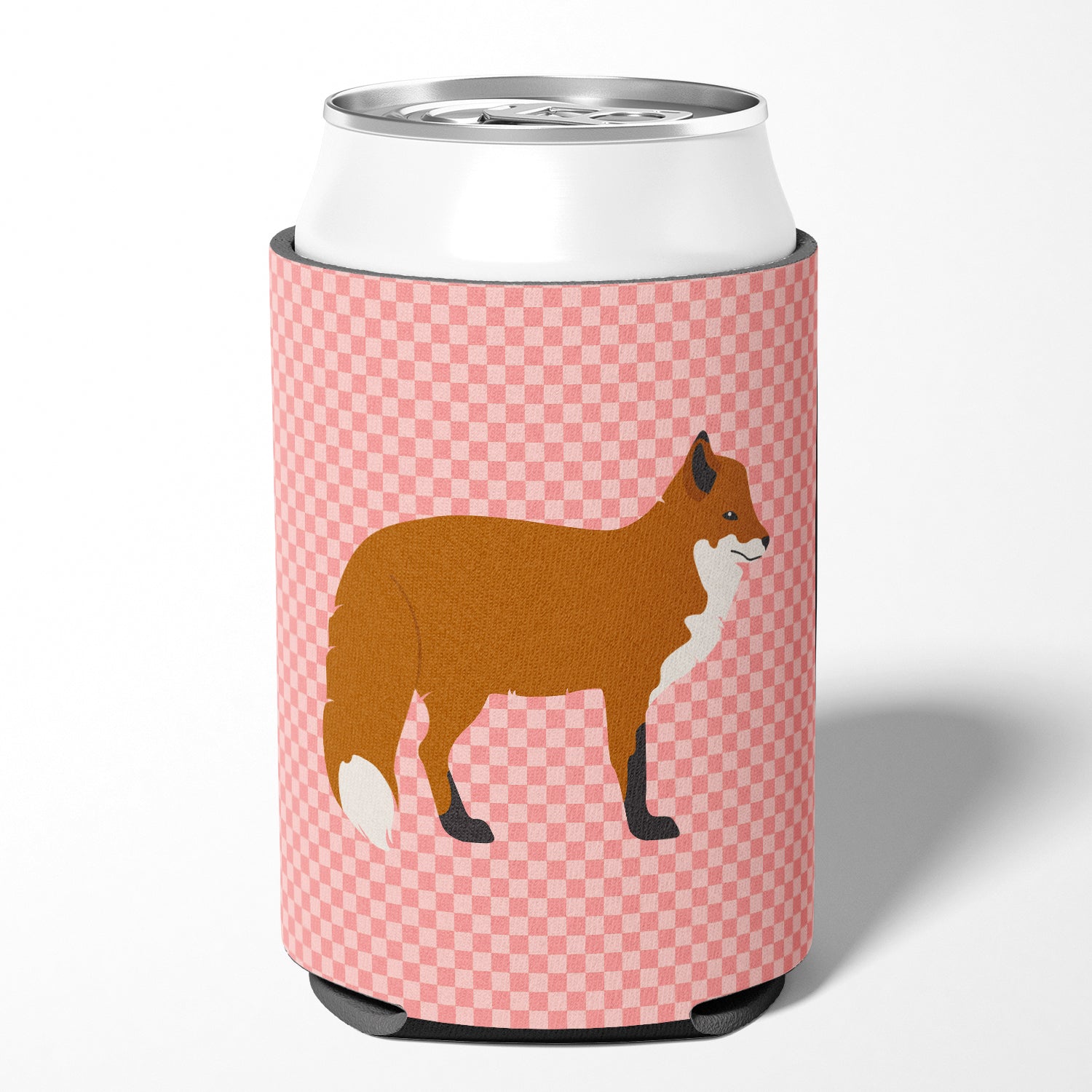 Red Fox Pink Check Can or Bottle Hugger BB7876CC  the-store.com.