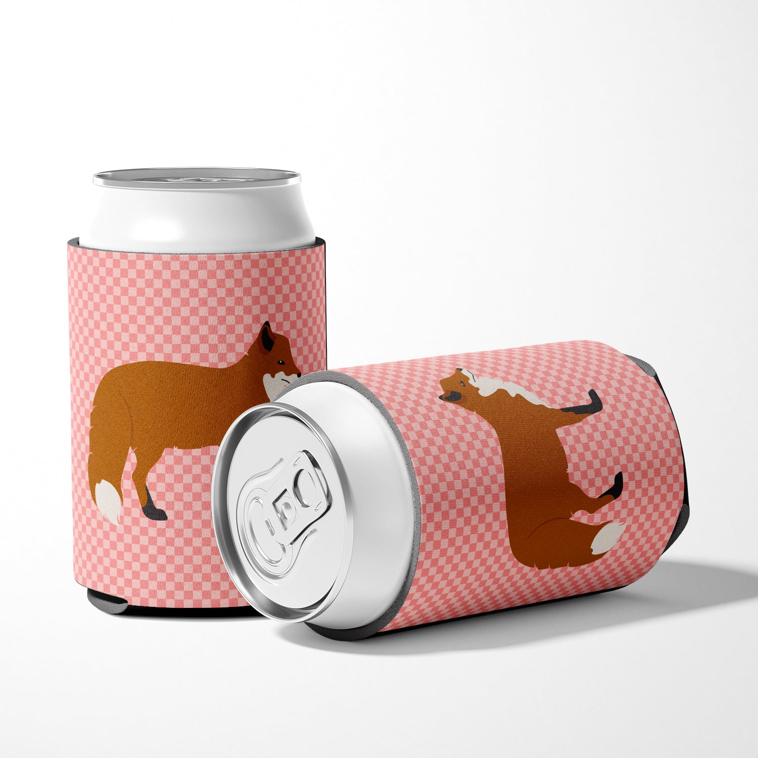 Red Fox Pink Check Can or Bottle Hugger BB7876CC