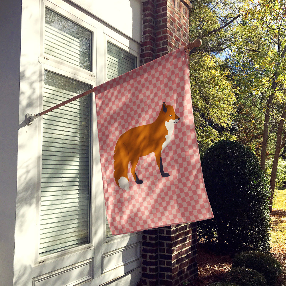 Red Fox Pink Check Flag Canvas House Size BB7876CHF  the-store.com.