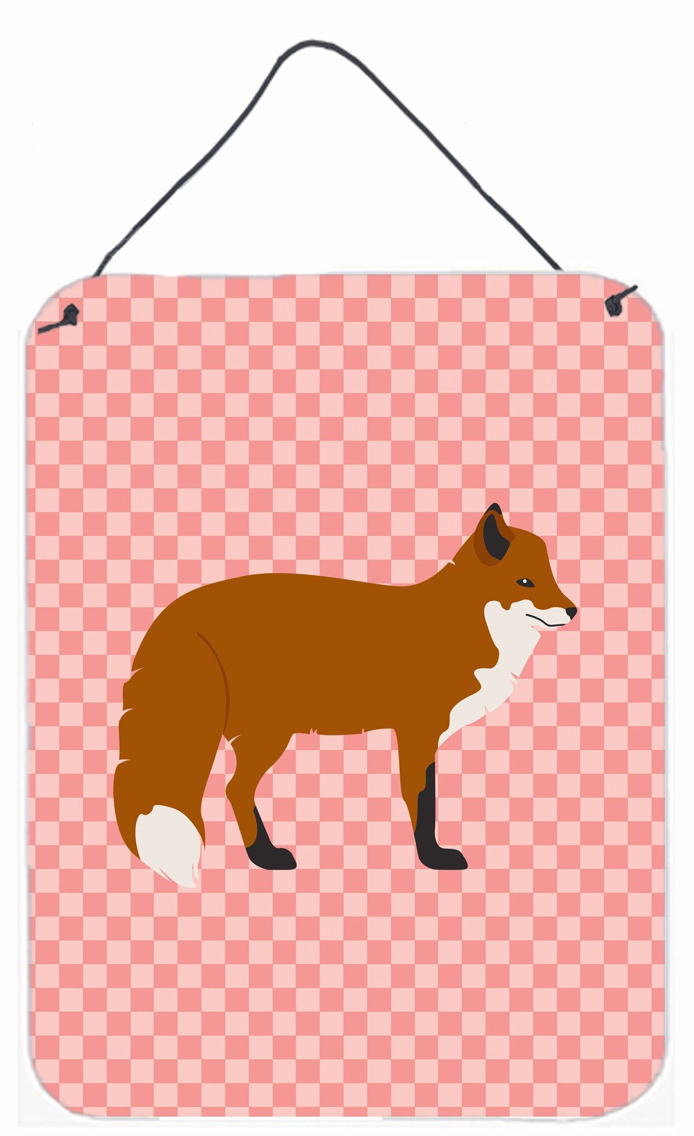 Red Fox Pink Check Wall or Door Hanging Prints BB7876DS1216 by Caroline's Treasures