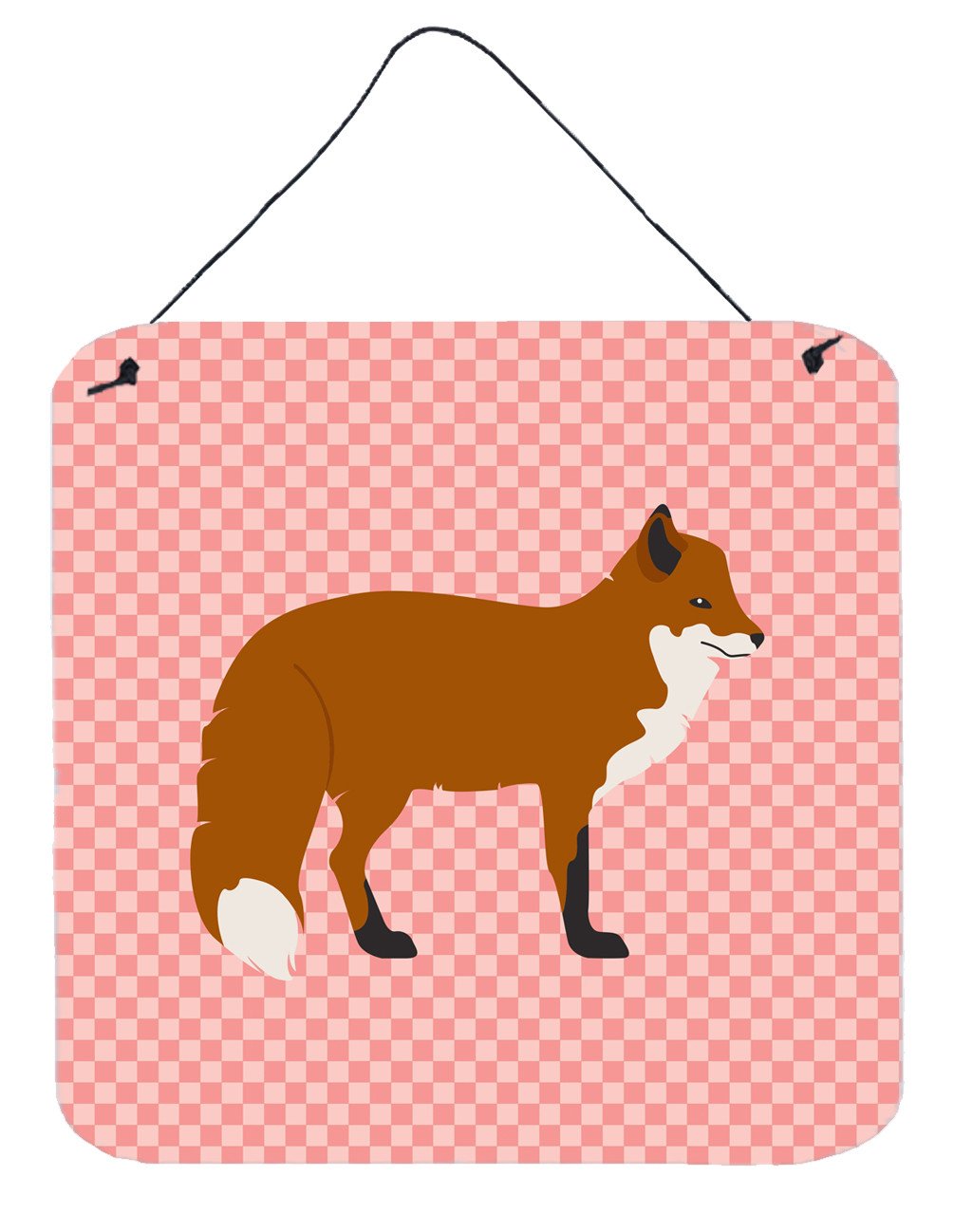Red Fox Pink Check Wall or Door Hanging Prints BB7876DS66 by Caroline&#39;s Treasures