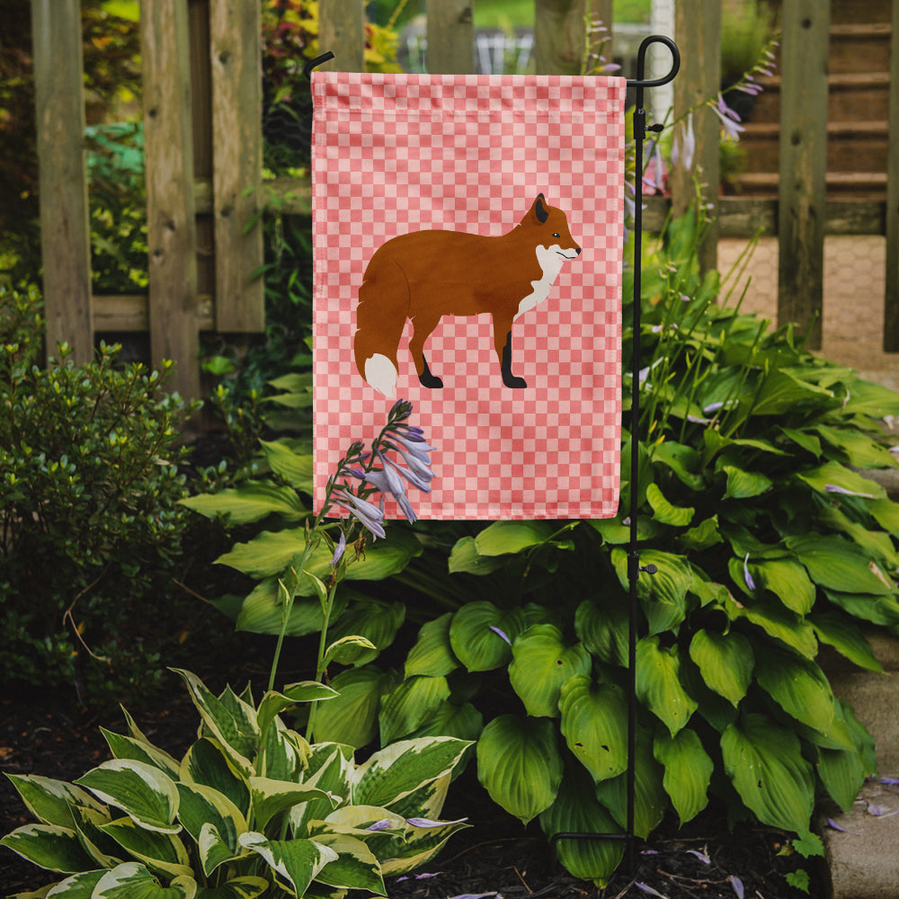 Red Fox Pink Check Flag Garden Size  the-store.com.