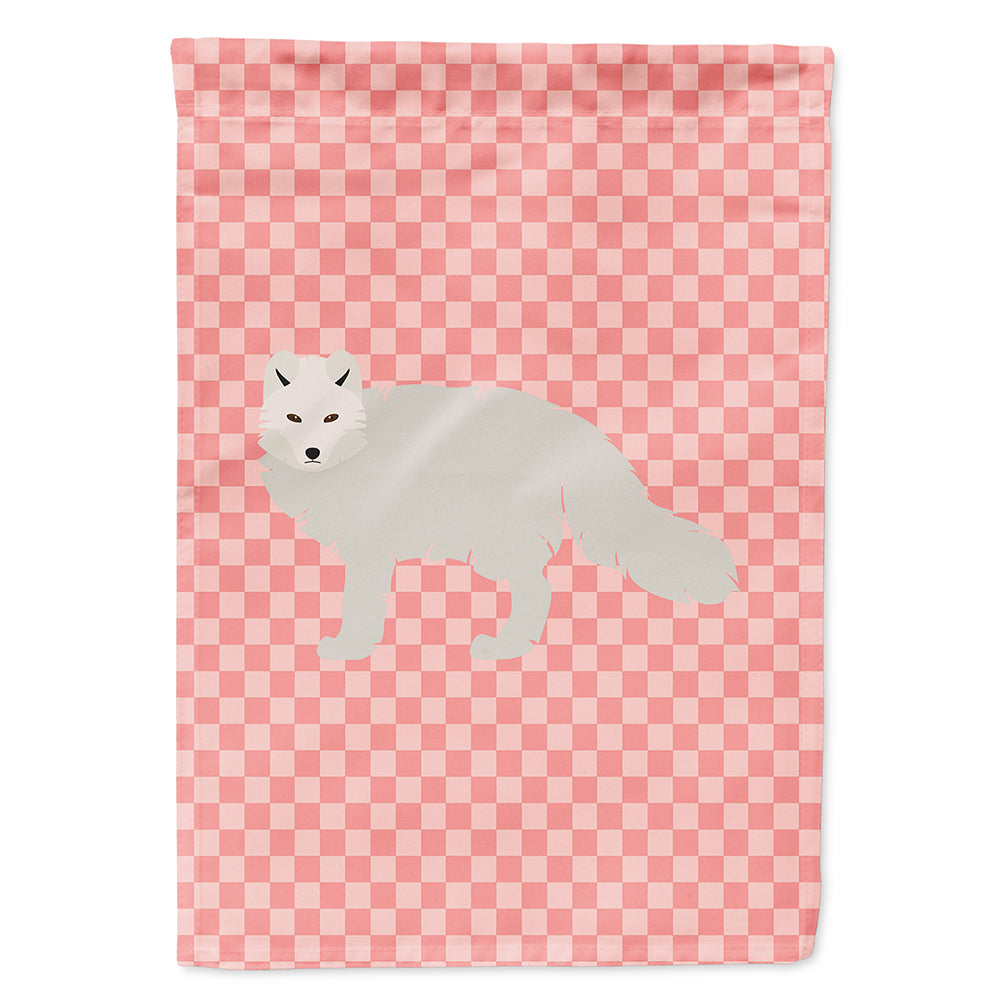 White Arctic Fox Pink Check Flag Canvas House Size BB7877CHF  the-store.com.