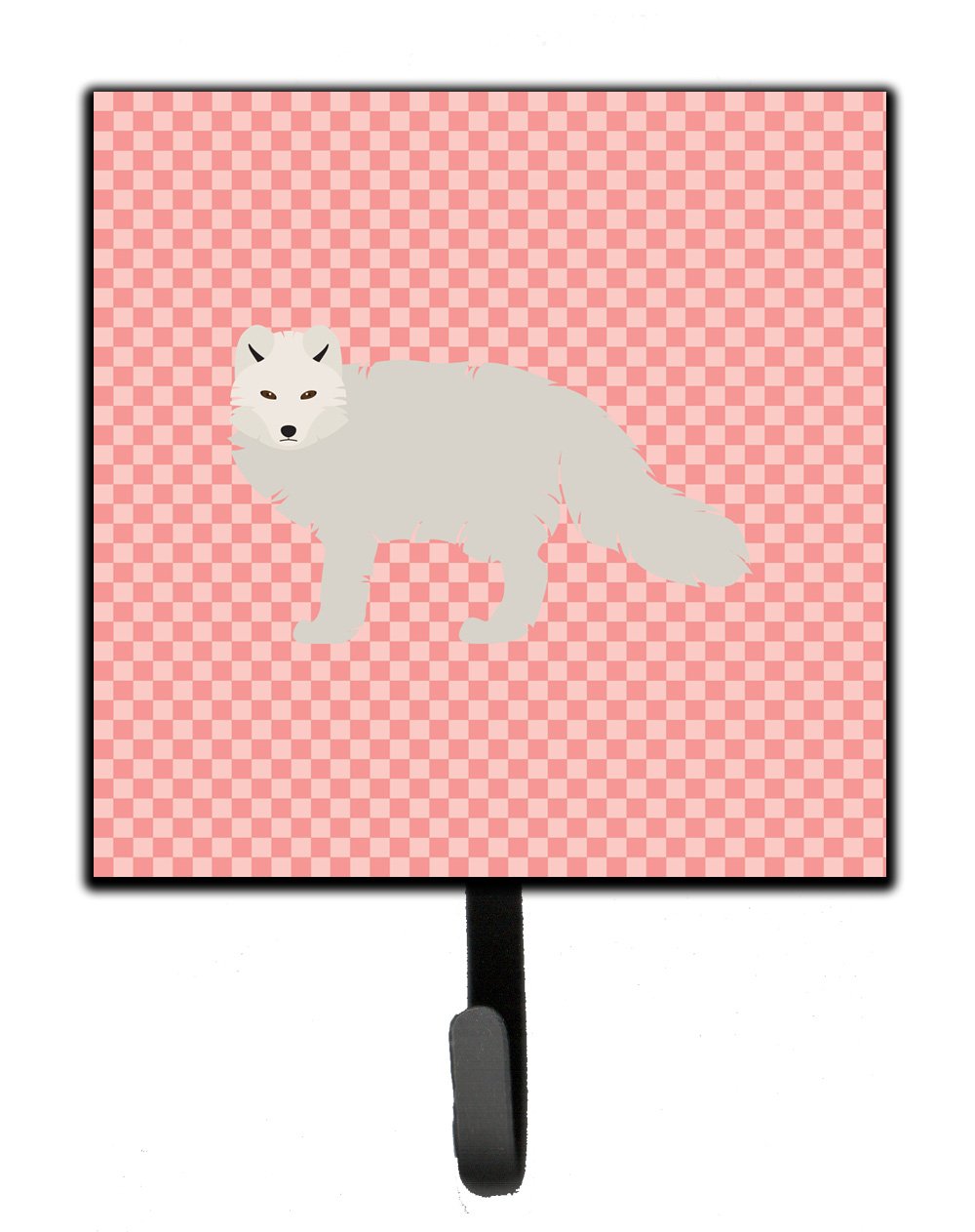 White Arctic Fox Pink Check Leash or Key Holder by Caroline&#39;s Treasures