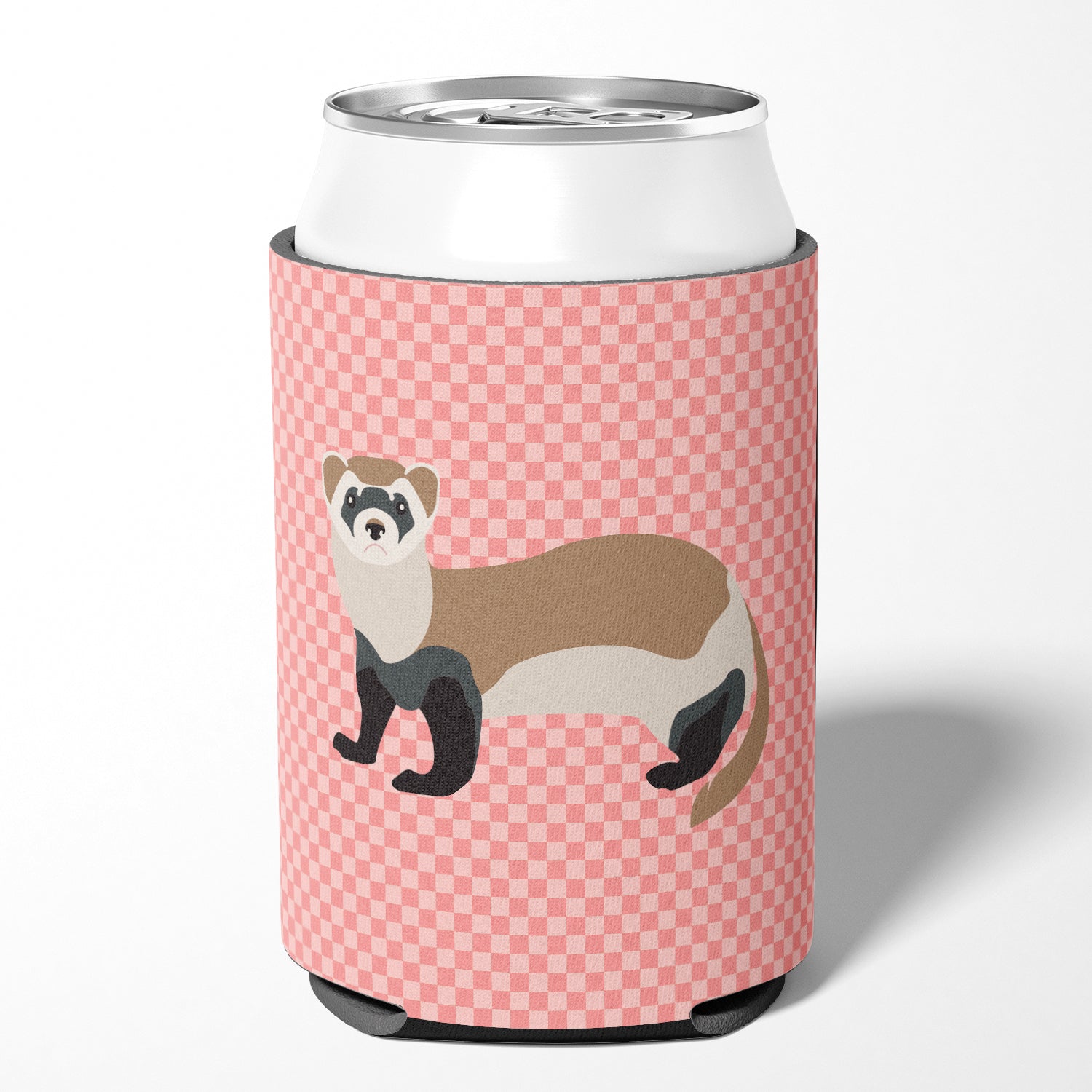 Caroline's Treasures Ferret Pink Check Can or Bottle Hugger BB7878CC