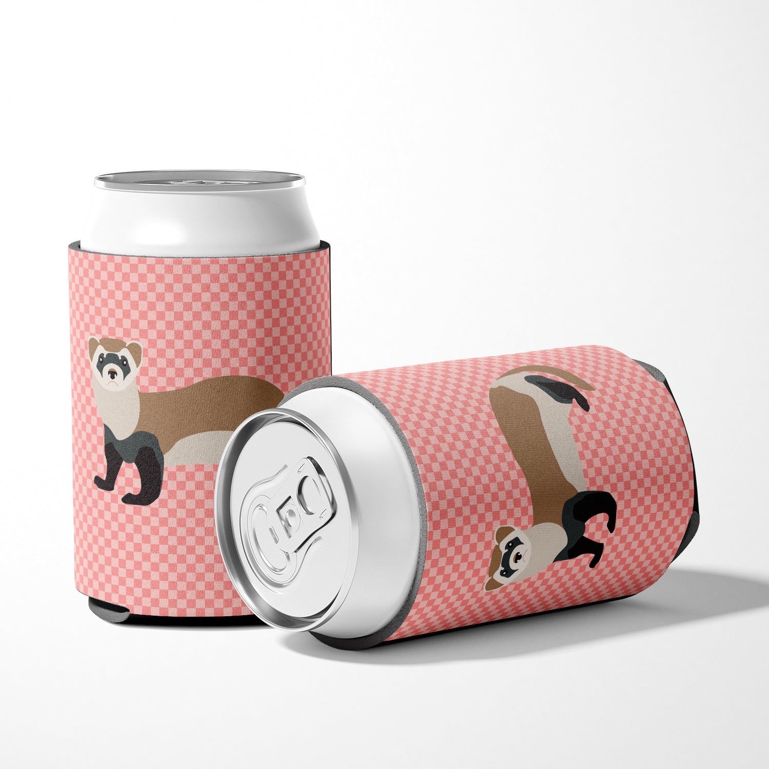 Ferret Pink Check Can or Bottle Hugger BB7878CC  the-store.com.