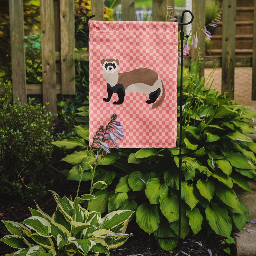 Caroline's Treasures Ferret Pink Check Garden Flag - Outdoor Decorative Yard Flag