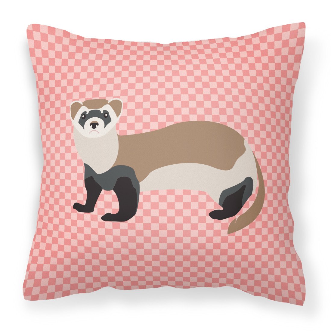 Ferret Pink Check Fabric Decorative Pillow BB7878PW1818 by Caroline&#39;s Treasures