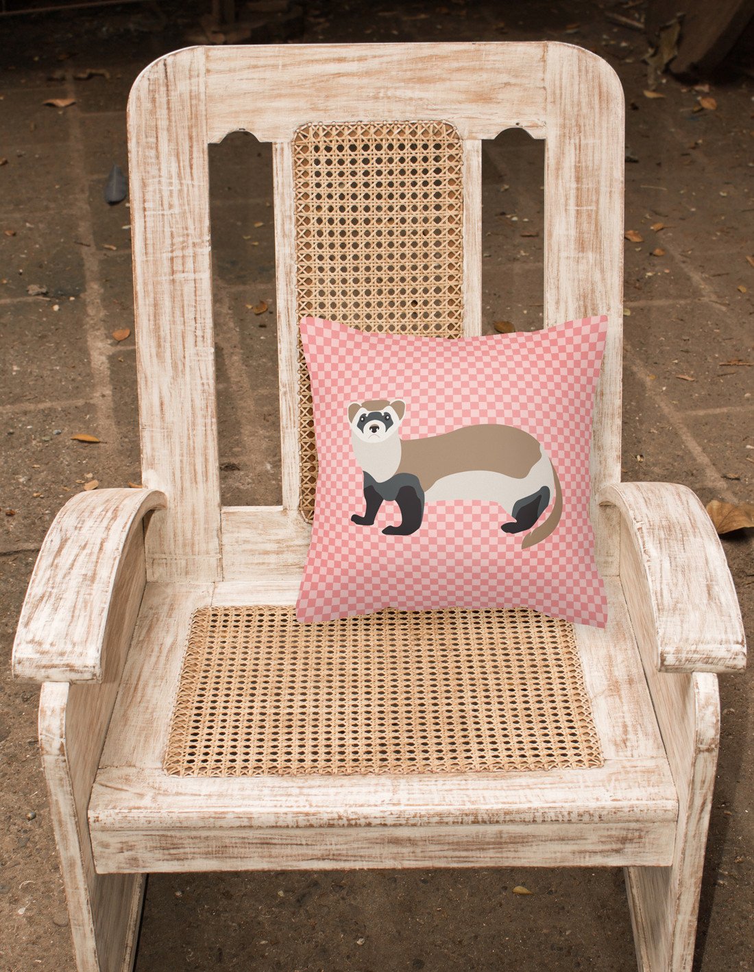 Ferret Pink Check Fabric Decorative Pillow BB7878PW1818 by Caroline's Treasures