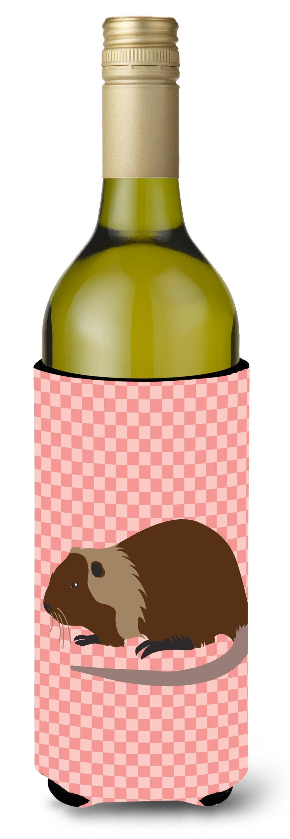Coypu Nutria River Rat Pink Check Wine Bottle Beverge Insulator Hugger BB7879LITERK by Caroline&#39;s Treasures