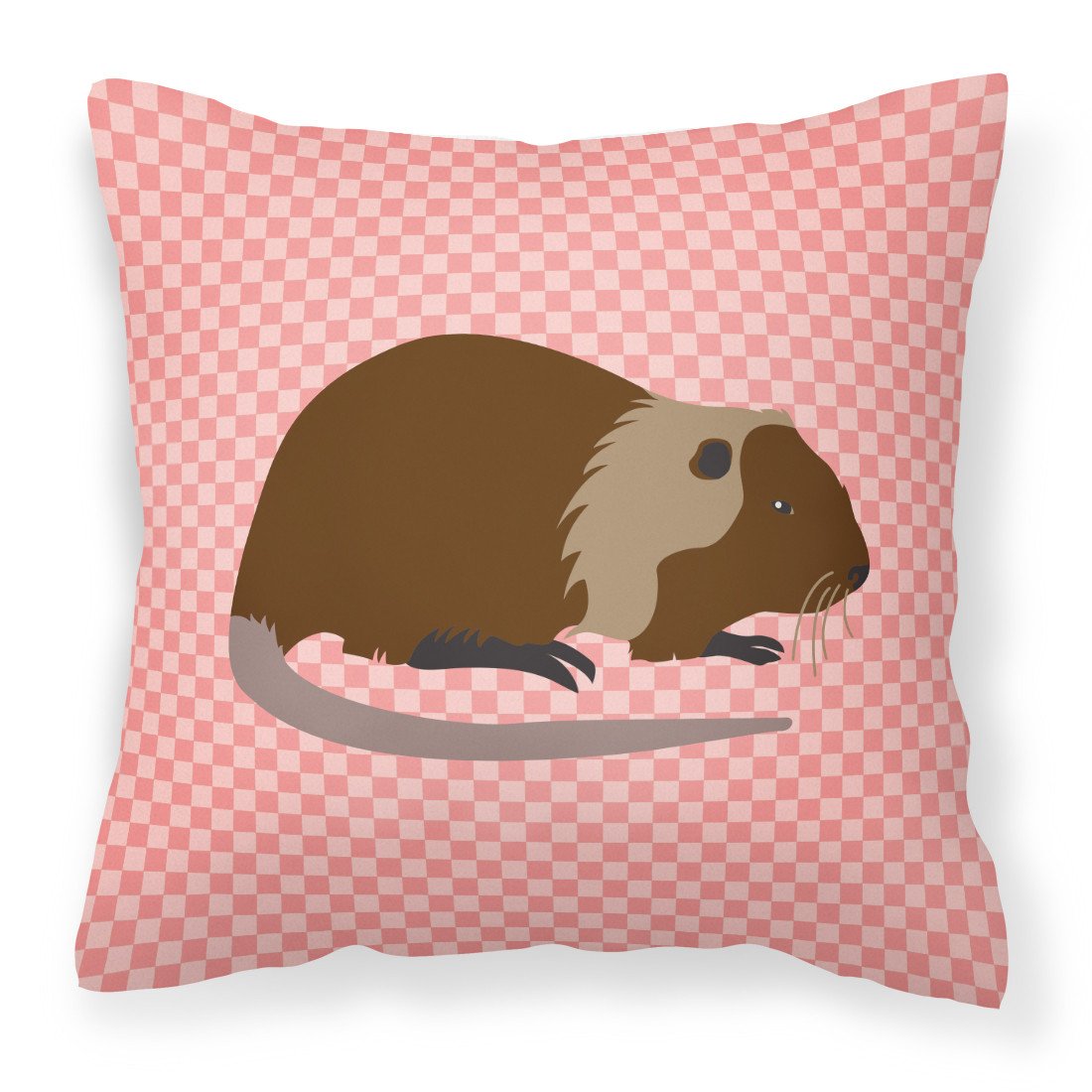 Coypu Nutria River Rat Pink Check Fabric Decorative Pillow BB7879PW1818 by Caroline&#39;s Treasures