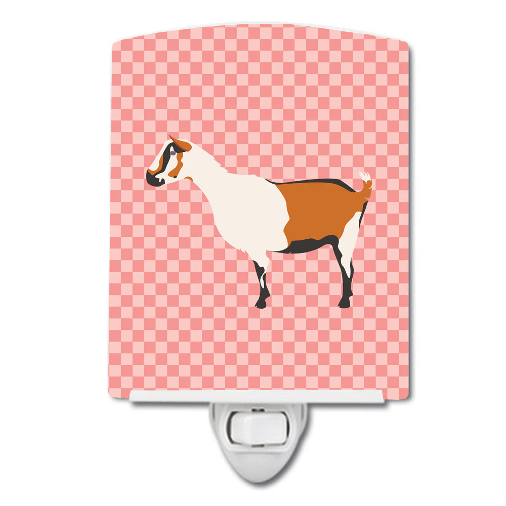 Alpine Goat Pink Check Ceramic Night Light BB7880CNL - the-store.com