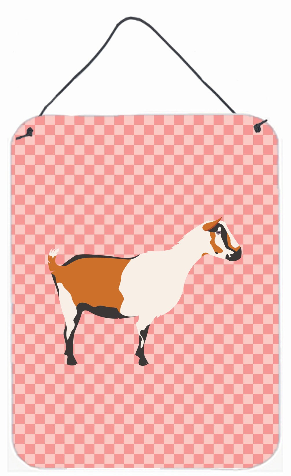 Alpine Goat Pink Check Wall or Door Hanging Prints BB7880DS1216 by Caroline's Treasures