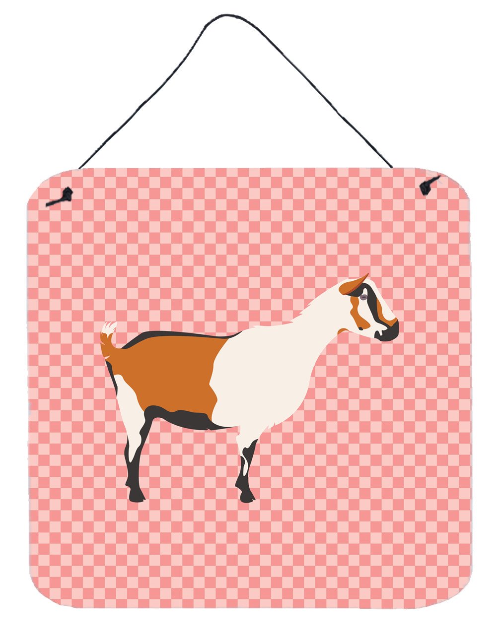 Alpine Goat Pink Check Wall or Door Hanging Prints BB7880DS66 by Caroline&#39;s Treasures