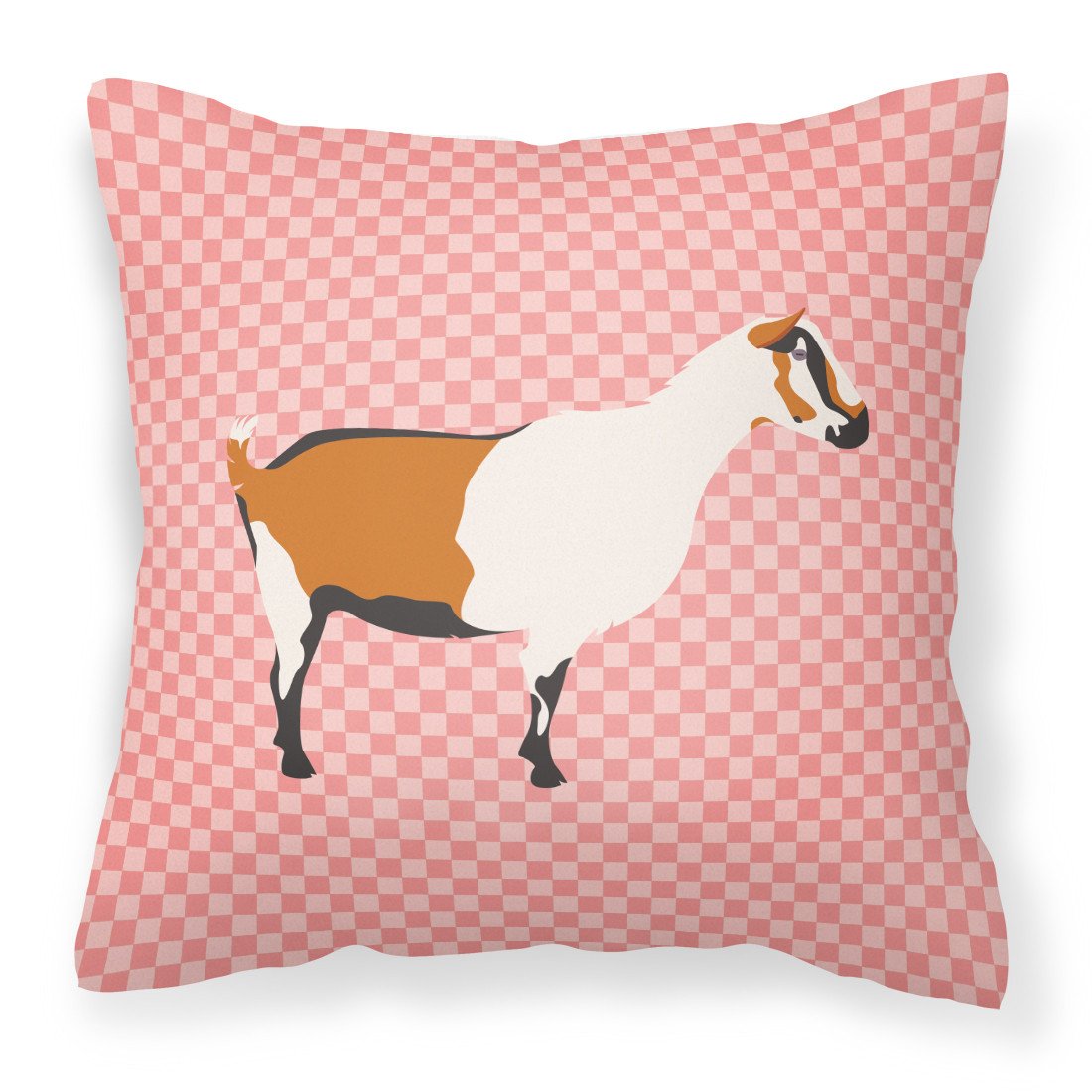 Alpine Goat Pink Check Fabric Decorative Pillow BB7880PW1818 by Caroline&#39;s Treasures
