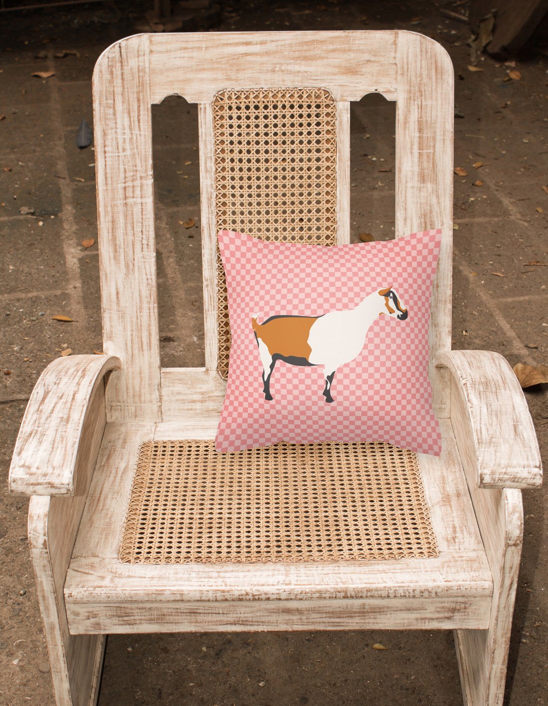 Alpine Goat Pink Check Fabric Decorative Pillow BB7880PW1818 by Caroline's Treasures