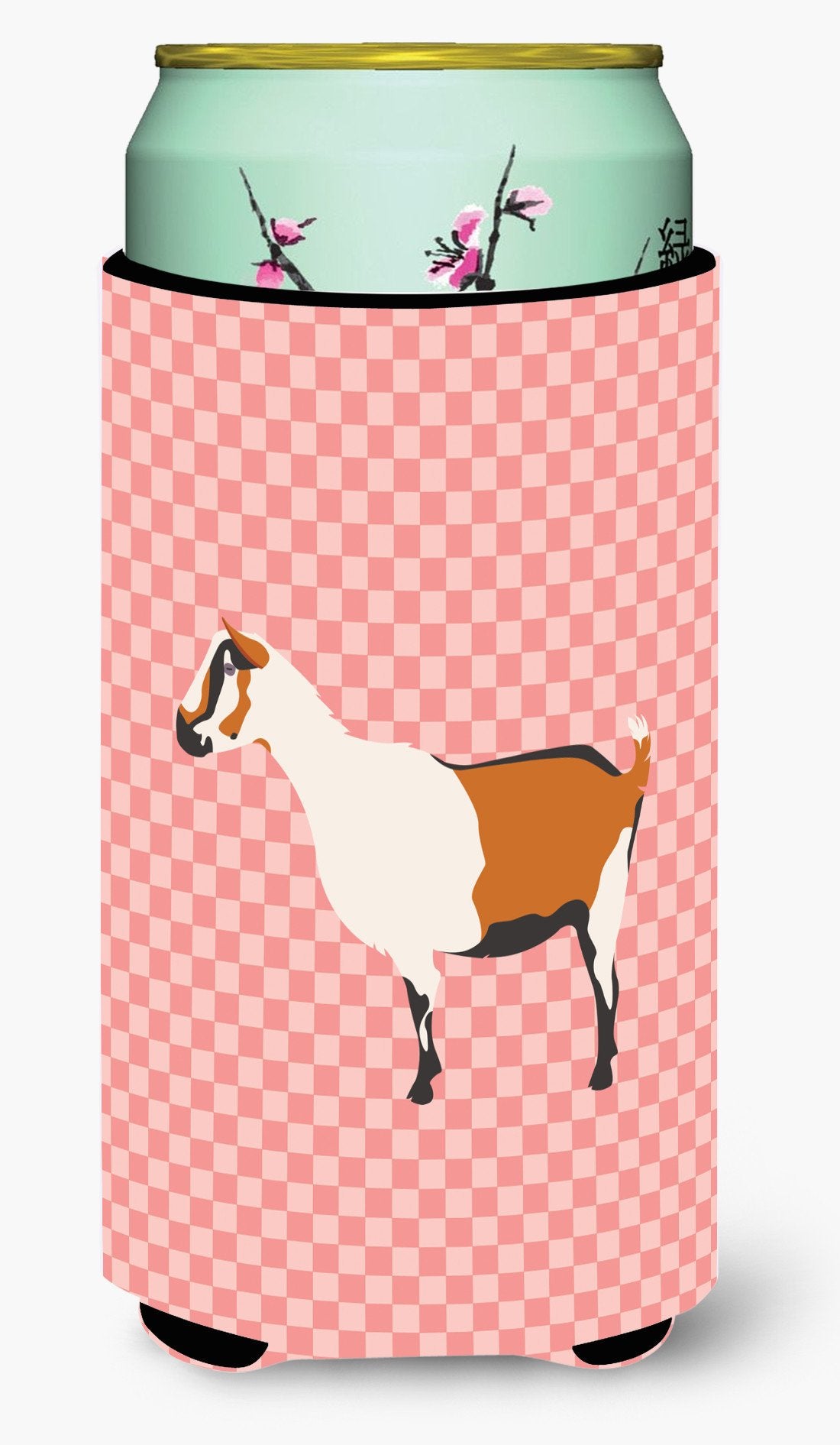 Alpine Goat Pink Check Tall Boy Beverage Insulator Hugger BB7880TBC by Caroline&#39;s Treasures