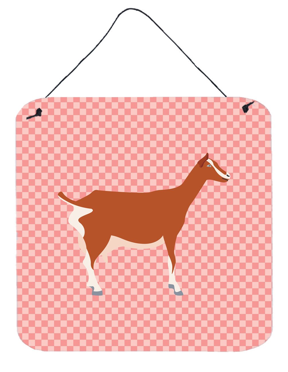 Toggenburger Goat Pink Check Wall or Door Hanging Prints BB7881DS66 by Caroline's Treasures
