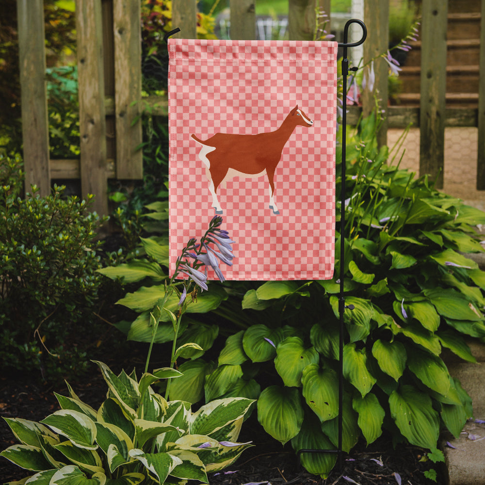 Toggenburger Goat Pink Check Flag Garden Size  the-store.com.