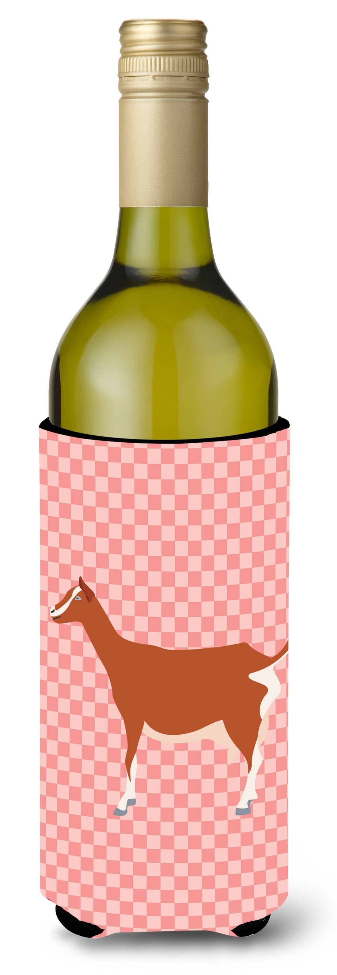 Toggenburger Goat Pink Check Wine Bottle Beverge Insulator Hugger BB7881LITERK by Caroline&#39;s Treasures