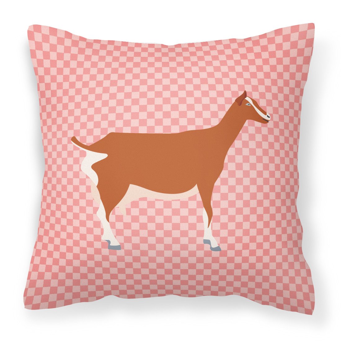 Toggenburger Goat Pink Check Fabric Decorative Pillow BB7881PW1818 by Caroline&#39;s Treasures