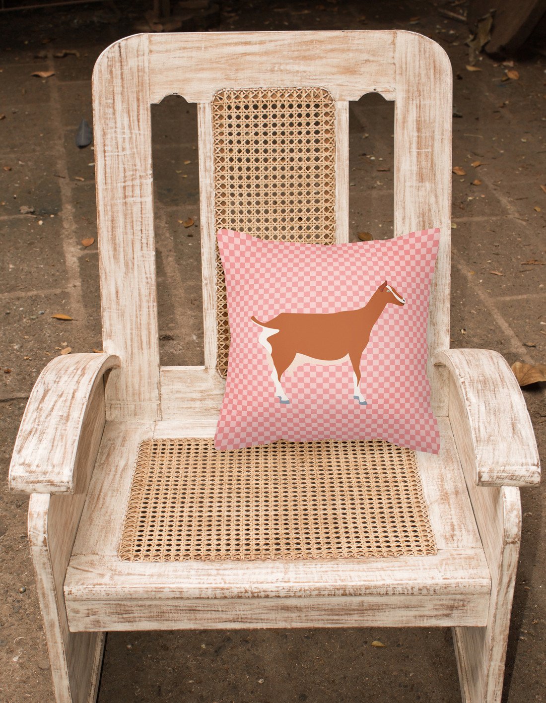 Toggenburger Goat Pink Check Fabric Decorative Pillow BB7881PW1818 by Caroline's Treasures