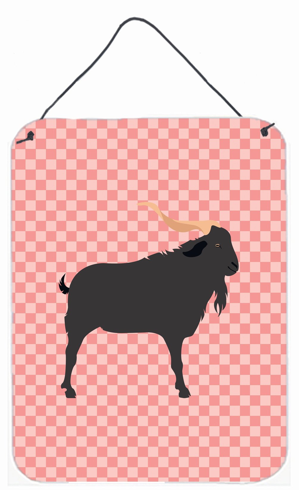 Verata Goat Pink Check Wall or Door Hanging Prints BB7882DS1216 by Caroline's Treasures