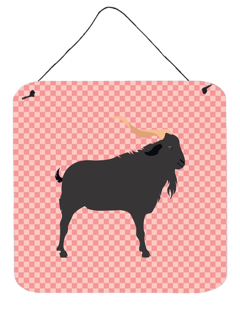 Verata Goat Pink Check Wall or Door Hanging Prints BB7882DS66 by Caroline&#39;s Treasures