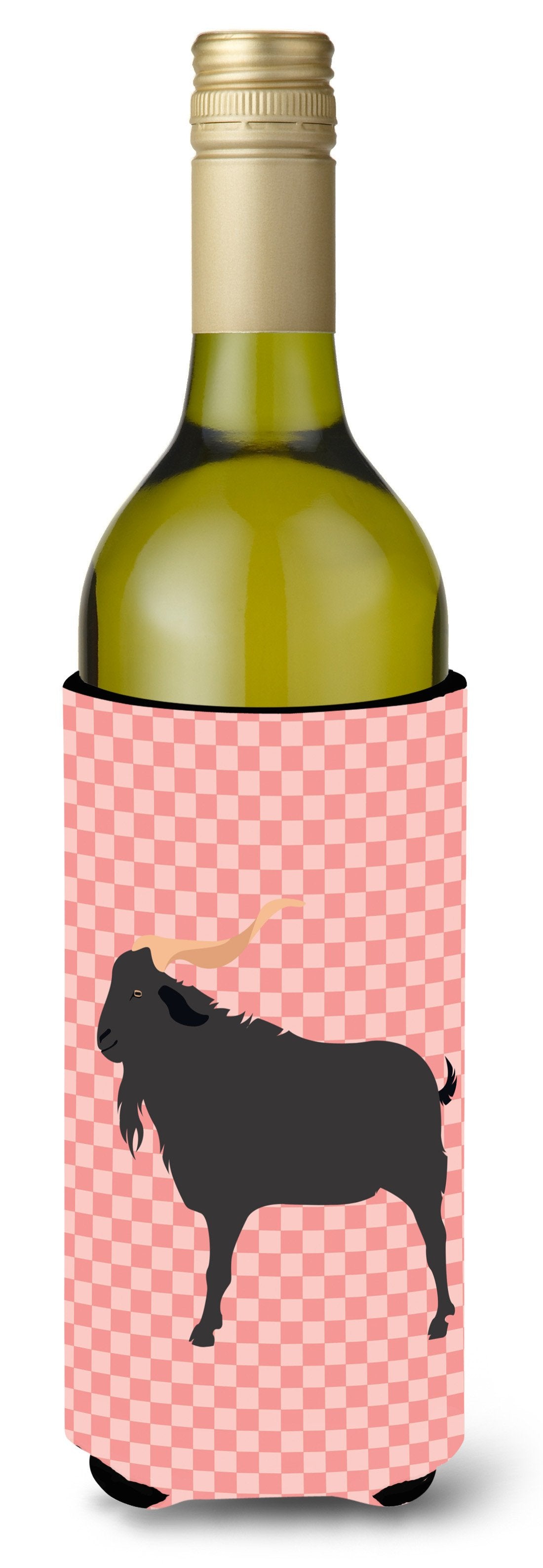 Verata Goat Pink Check Wine Bottle Beverge Insulator Hugger BB7882LITERK by Caroline&#39;s Treasures