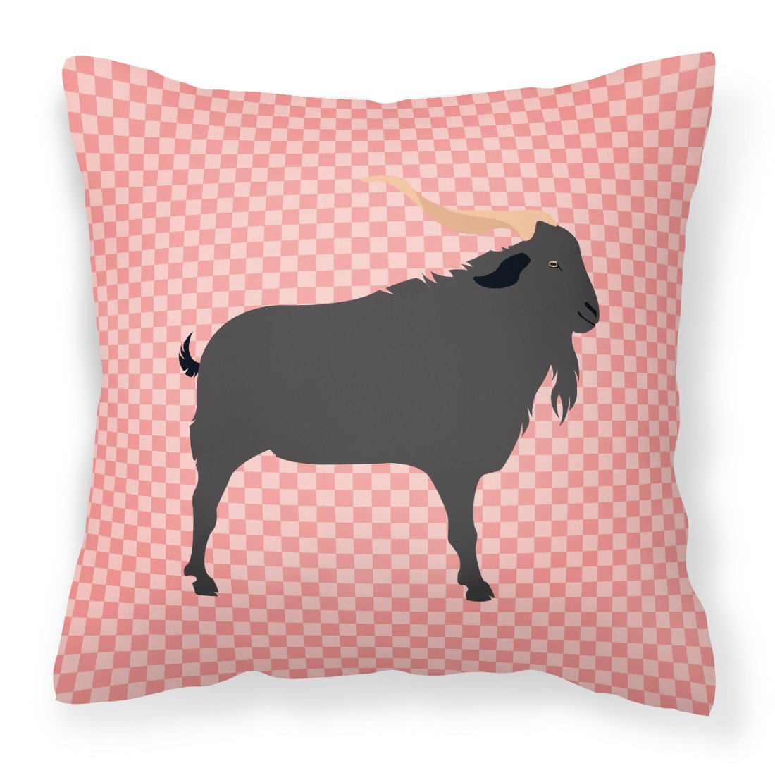 Verata Goat Pink Check Fabric Decorative Pillow BB7882PW1818 by Caroline&#39;s Treasures