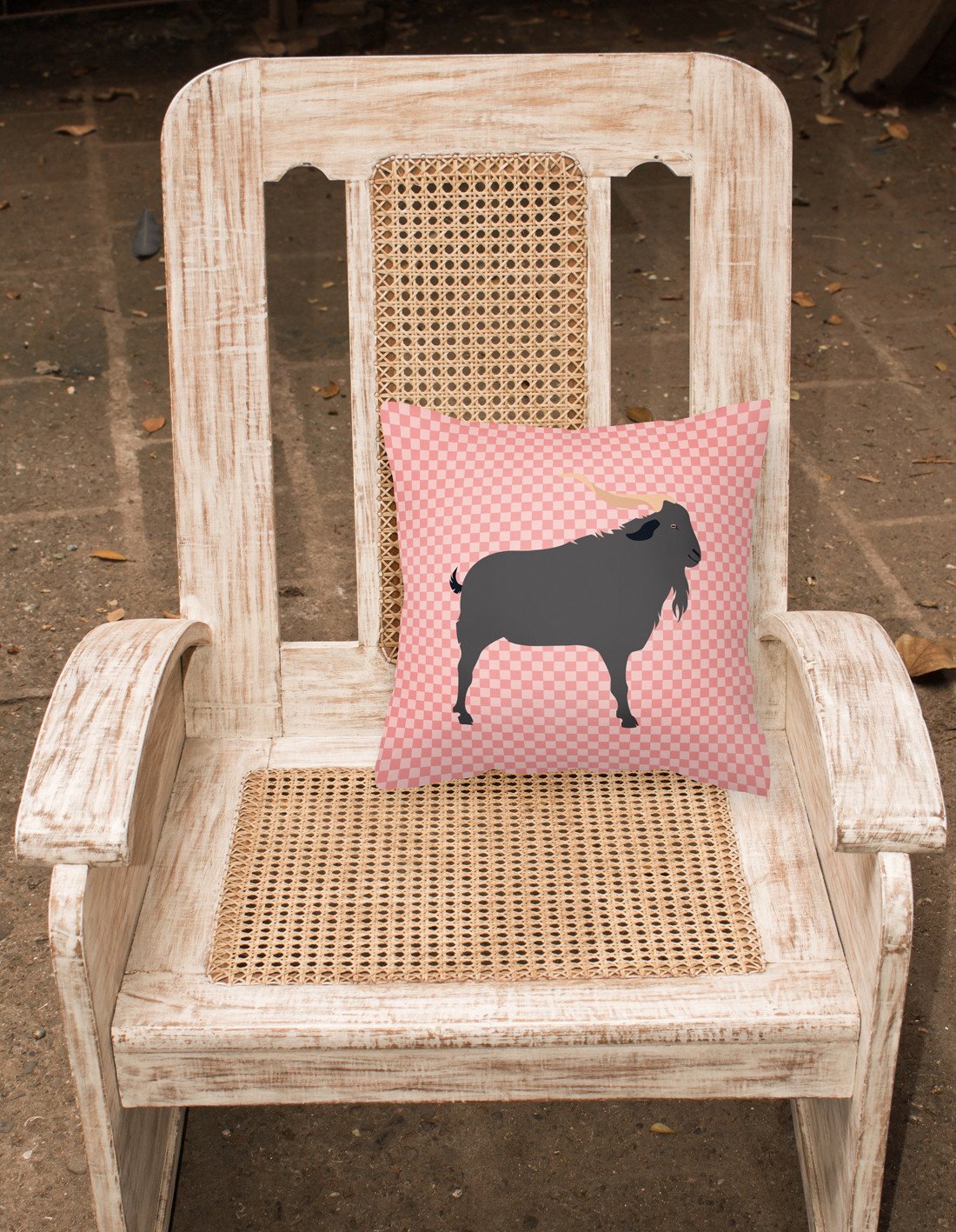 Verata Goat Pink Check Fabric Decorative Pillow BB7882PW1818 by Caroline's Treasures