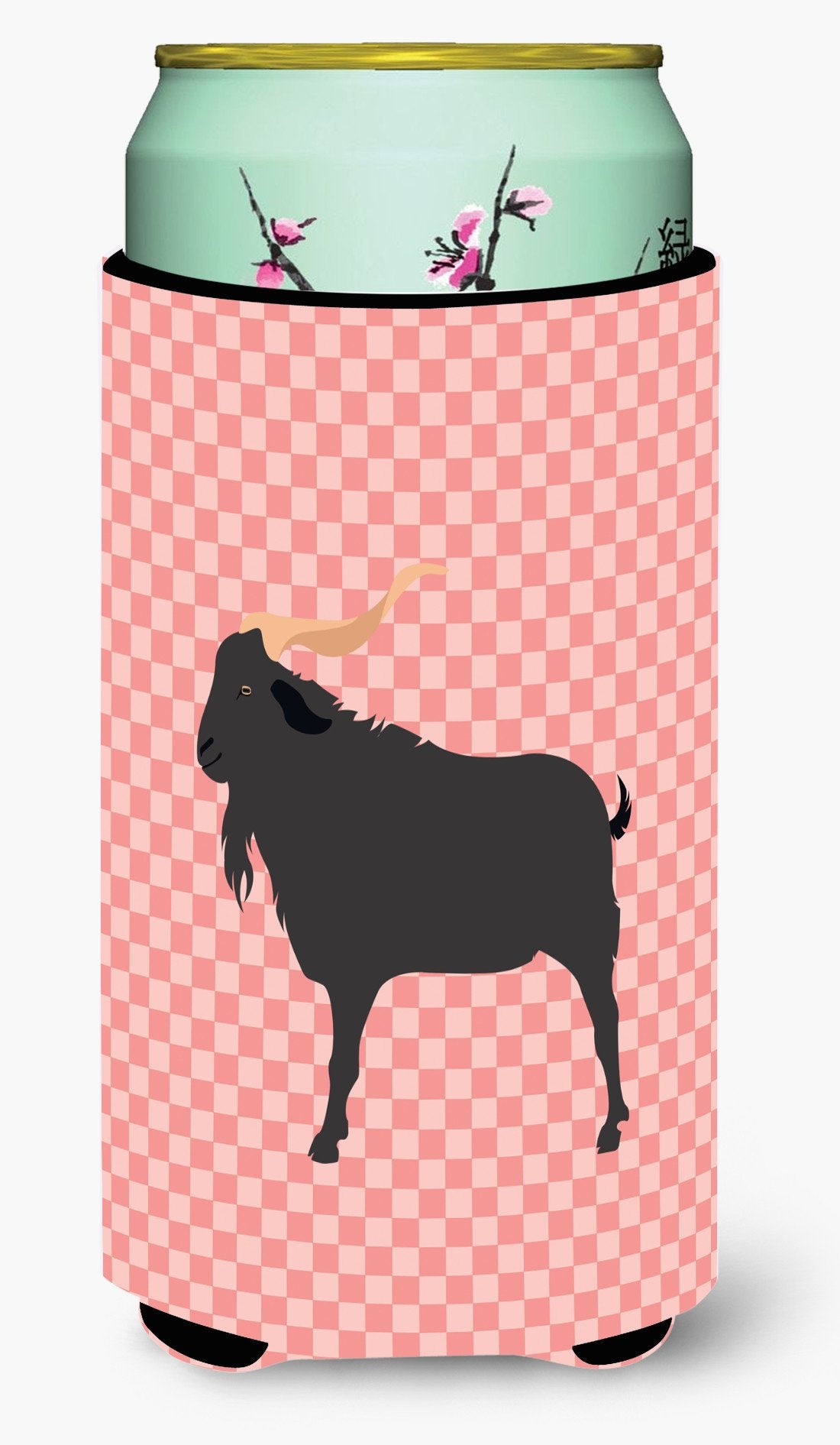 Verata Goat Pink Check Tall Boy Beverage Insulator Hugger BB7882TBC by Caroline&#39;s Treasures