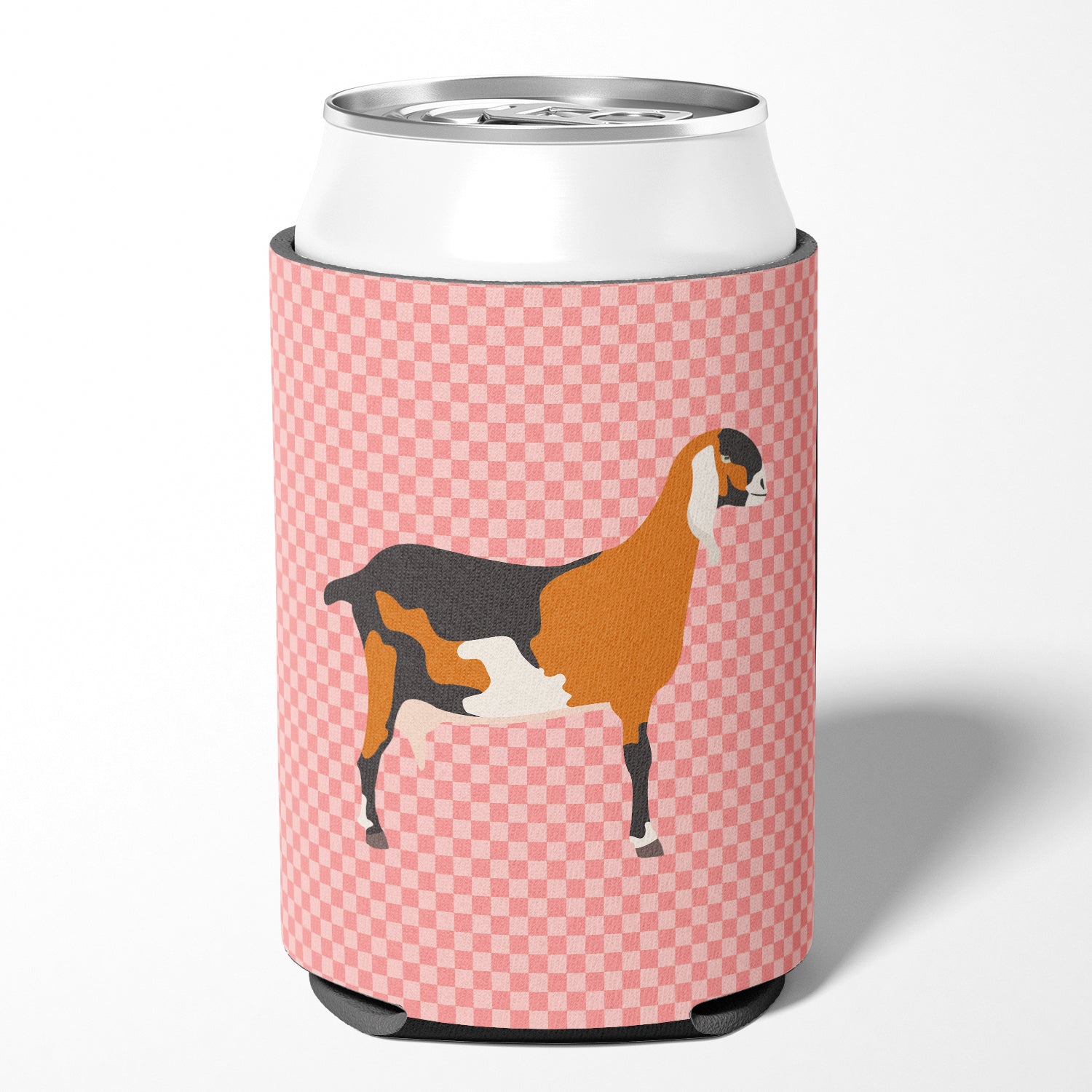 Anglo-nubian Nubian Goat Pink Check Can or Bottle Hugger BB7883CC  the-store.com.