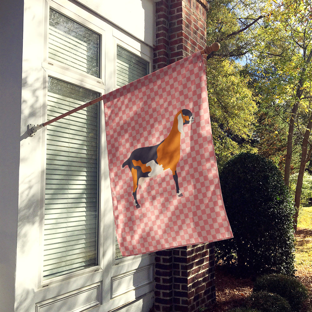 Anglo-nubian Nubian Goat Pink Check Flag Canvas House Size BB7883CHF  the-store.com.