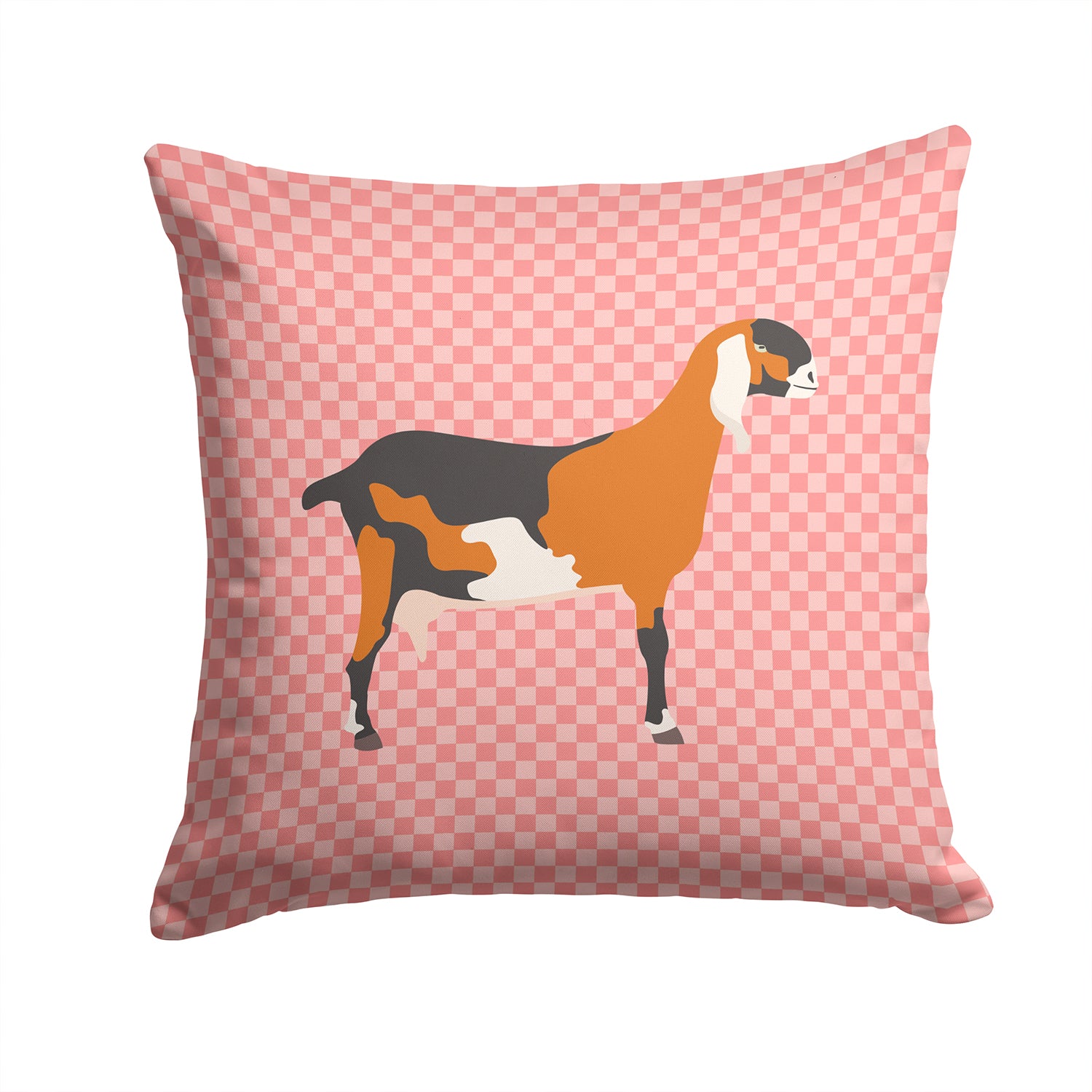 Anglo-nubian Nubian Goat Pink Check Fabric Decorative Pillow BB7883PW1414 - the-store.com
