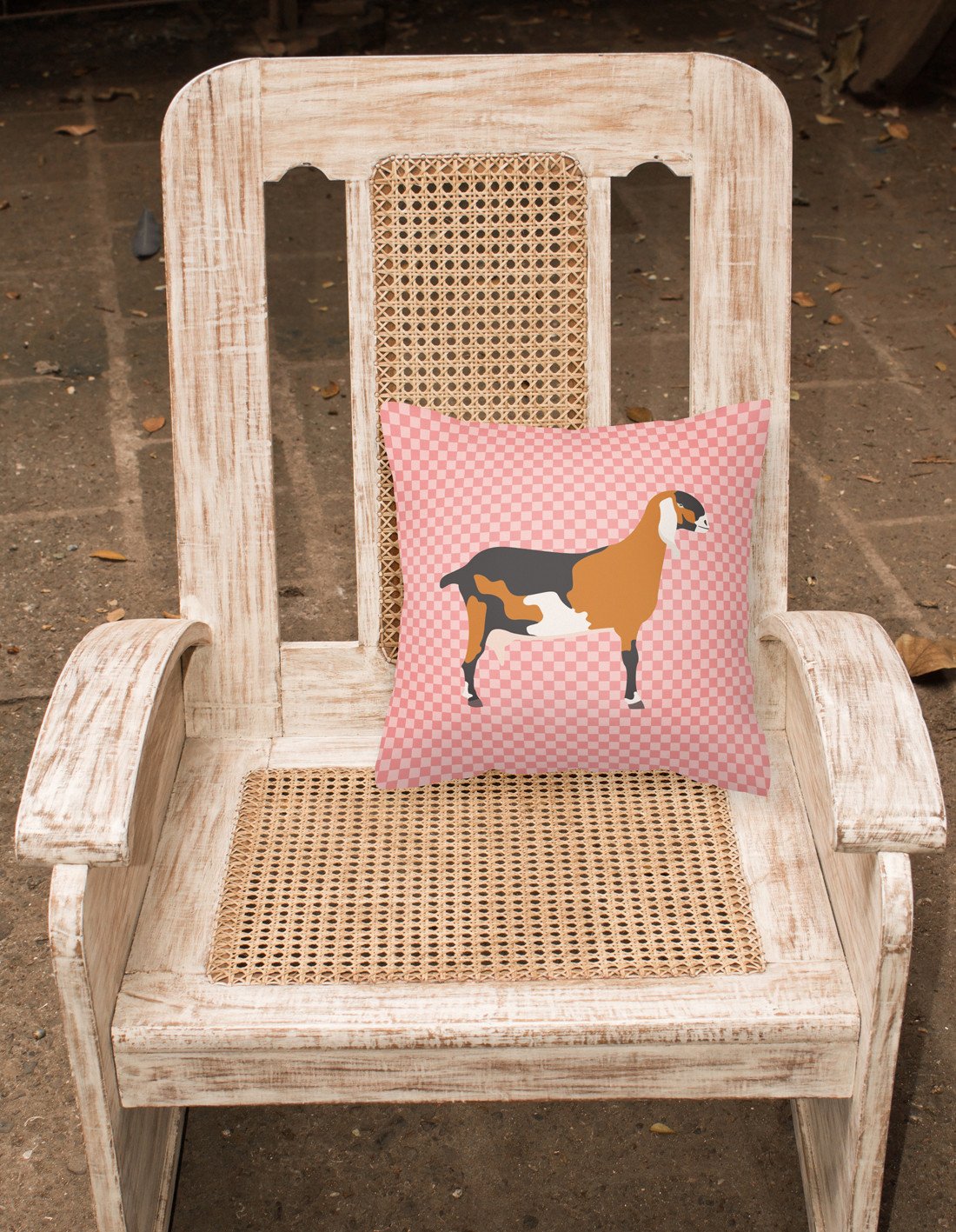 Anglo-nubian Nubian Goat Pink Check Fabric Decorative Pillow BB7883PW1818 by Caroline's Treasures