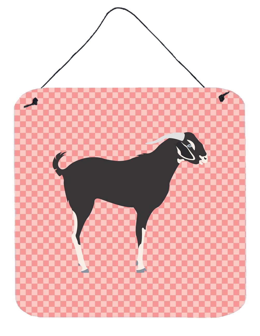 Black Bengal Goat Pink Check Wall or Door Hanging Prints BB7884DS66 by Caroline&#39;s Treasures
