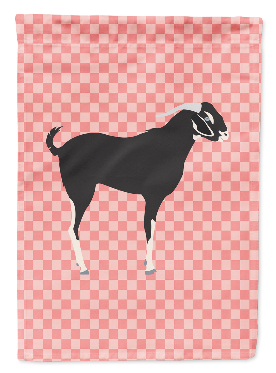 Black Bengal Goat Pink Check Flag Garden Size  the-store.com.